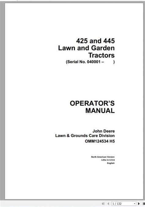 John Deere Lawn Garden Tractor Sn Operator S Manual