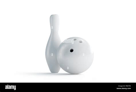 Blank White Bowling Ball And Skittle Mock Up Front View 3d Rendering