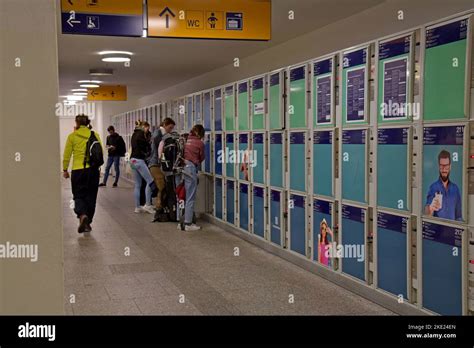 People Using Left Luggage Lockers At Dresden Hbf Central Station