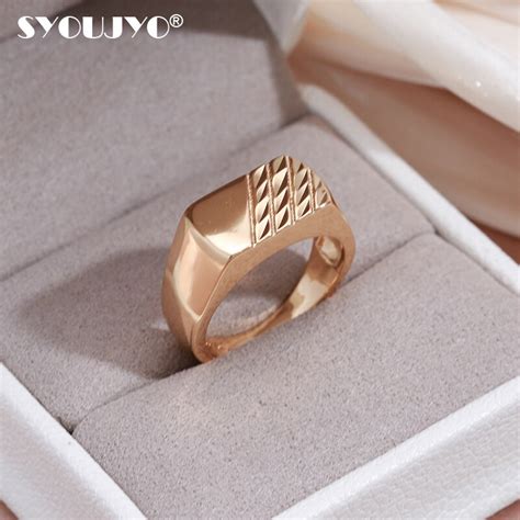 Syoujyo Modern Fashion Rose Gold Color Glossy Men S Ring Simple