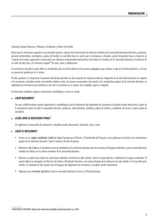 Convivencia Y Disciplina Escolar Democr Tica Minedu Ditoe Pdf