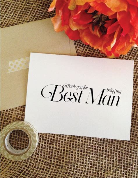 Best Man Thank You Card Wedding Day Best Man Card Best Man Gift Thank