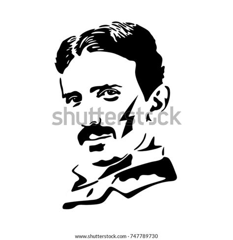 Retrato vectorial Nikola Tesla vector de stock libre de regalías