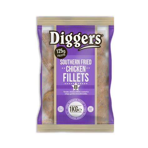 Diggers Southern Fried Chicken Fillets 125g 1kg