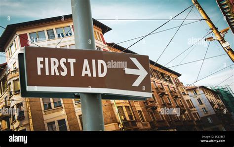 Street Sign First Aid Stock Photo Alamy