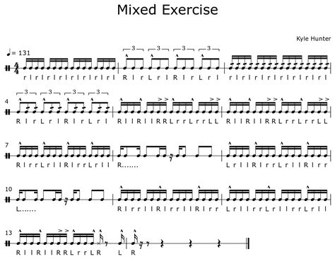 Mixed Exercise Sheet Music For Marching Snare Drums