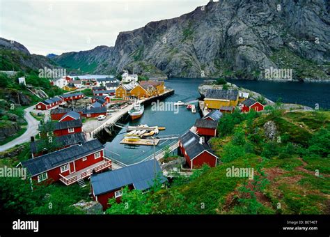 Fishing village Nusfjord, Flakstad, Lofoten islands, Norway Stock Photo ...