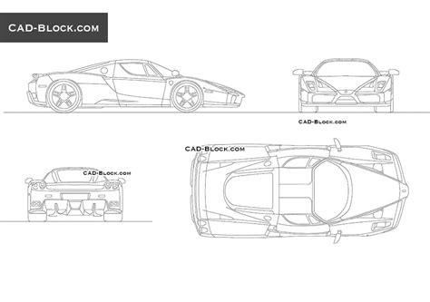 Autocad Bloque De Auto Ferrari Para Diseños De Lujo Y Sofisticación