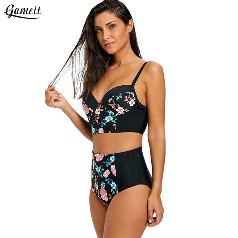 Gameit Sexy Brazilian Bikinis High Waist Floral Swimsuit Women 2018 Elastic Beach Wear Bikini