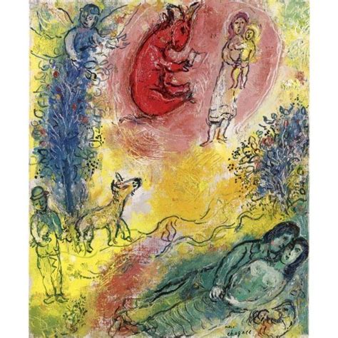 Marc Chagall Le Bouquet Au Fond Rouge 1965 Mutualart