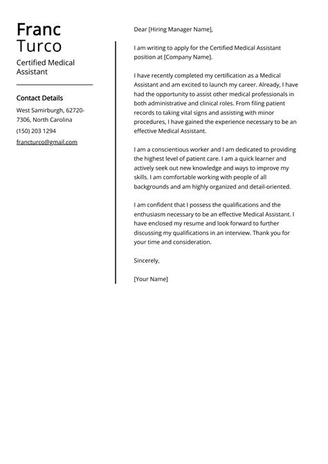 Certified Medical Assistant Cover Letter Example For 2023 Skills And Templates