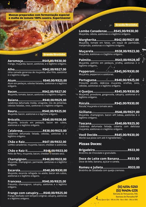 Menu em Pizzaria e Esfiharia Chão e Raiz Sob Nova Direção Santana de