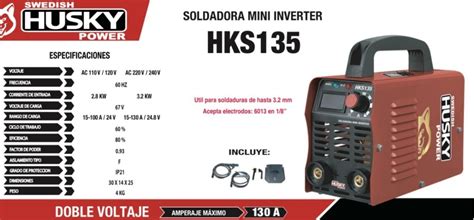 Soldadora Inversora Maquina V Hks Husky Mercado Libre