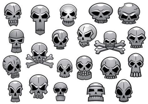 Human Skull Vector Design Images Set Of Human Skull In Front And Side View Dead Illustration