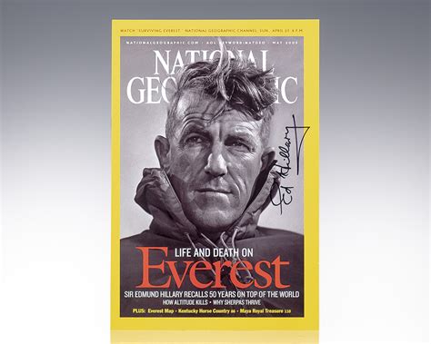 Edmund Hillary Signed 2003 National Geographic Magazine Cover. - Raptis ...