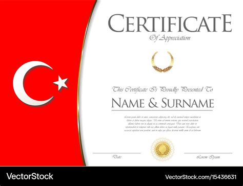 Certificate Or Diploma Turkey Flag Design Vector Image