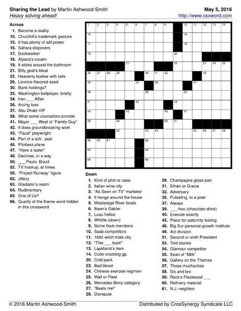 Commuter Crossword Puzzle Printable Printable Word Searches