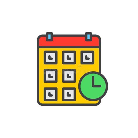 Calendario Con El Icono Del Esquema Del Reloj Ilustraci N Del Vector