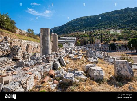 Ephesus Ancient City In Selcuk Turkey The View Of World Famous Ruins