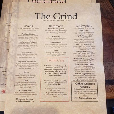 Online Menu Of The Grind Coffee Bar And Cafe At Westchase Restaurant Tampa Florida 33626 Zmenu