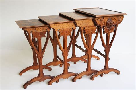 Art Nouveau Nesting Tables In Walnut By Emile Galle Thistle 1905 Set