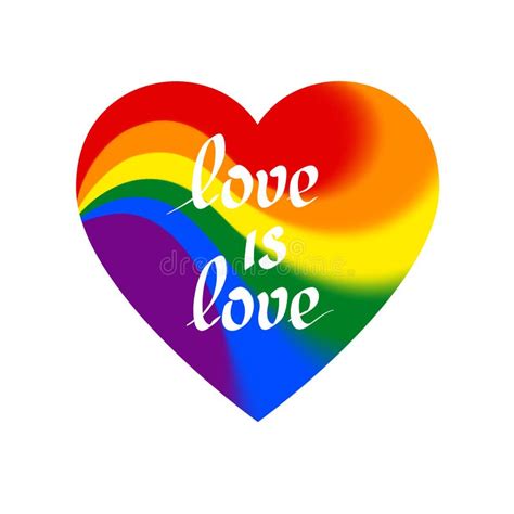 Lgbt Concept Heart Shape In Lgbtq Flag Colors Text Love Is Love Icon