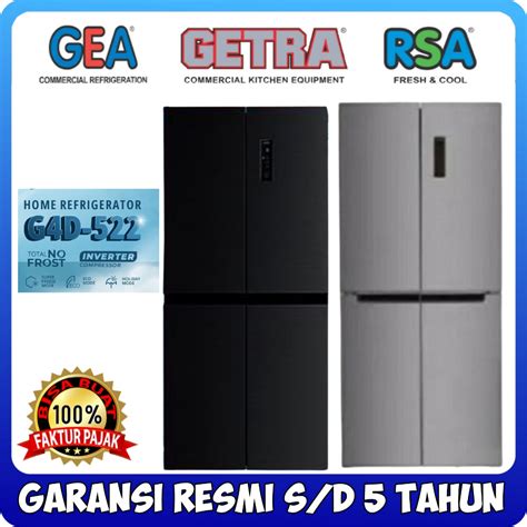 Jual KULKAS SIDE BY SIDE GEA G4D 522 BLACK INOX INVERTER 4 PINTU