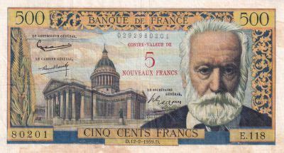 Banknote France Nf Francs Victor Hugo Serial E