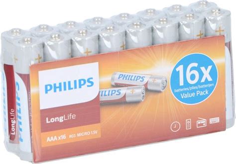 Philips LongLife Batterijen AAA Voordeelverpakking 16 Stuks Bol