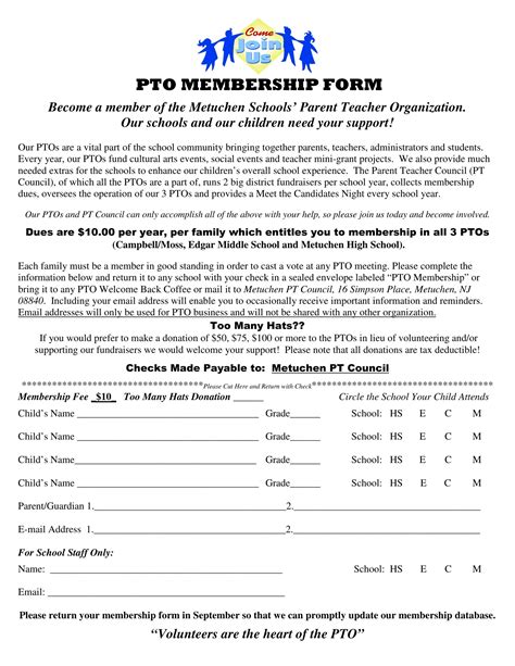 Pto Membership Form ≡ Fill Out Printable Pdf Forms Online