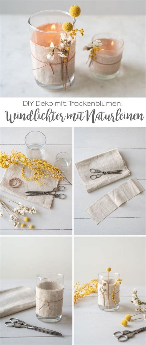 Diy Deko Mit Trockenblumen Windlichter Mit Leinen Und Leder Artofit