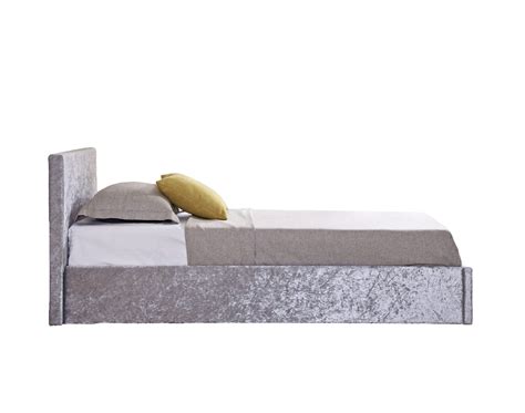 Berlin Single Ottoman Bed Steel Crushed Velvet Birlea