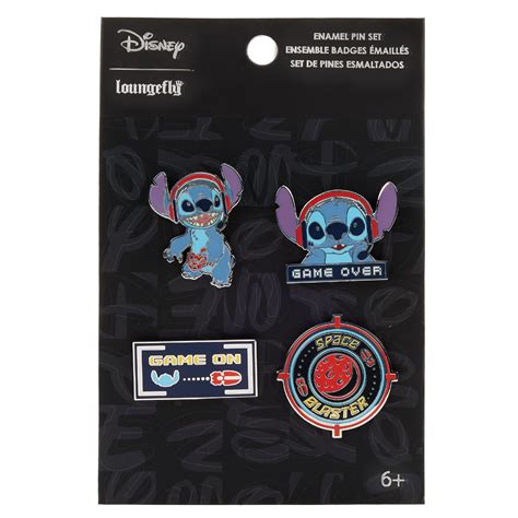 Loungefly Disney Stitch Gamer Pin Set Gamestop Exclusive Gamestop