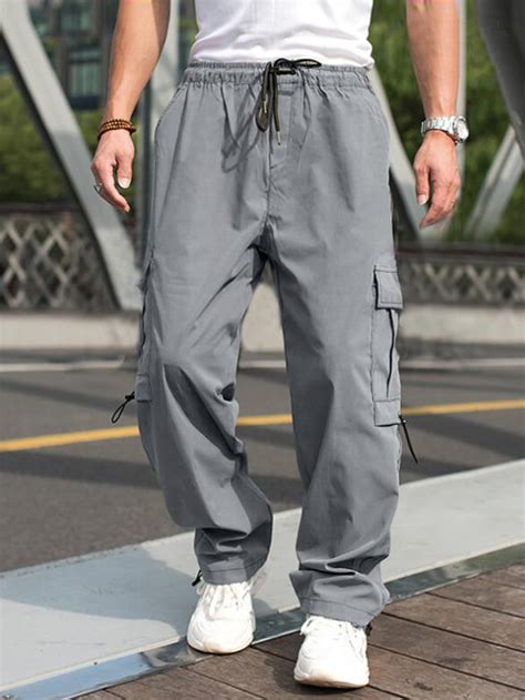 Manfinity Hypemode Men Flap Pocket Side Drawstring Waist Cargo Pants