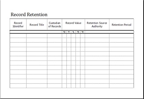 Record Retention Schedule Template For EXCEL Excel Templates