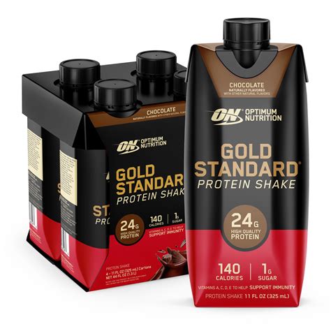 Optimum Nutrition Gold Standard Protein Ready To Drink Shake Chocolate 4 Pack