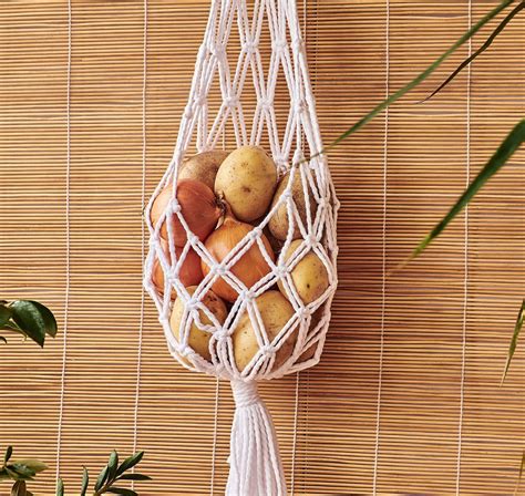 Hanging Fruit Basket Macrame Fruit Holder For Kitchen Rope Etsy