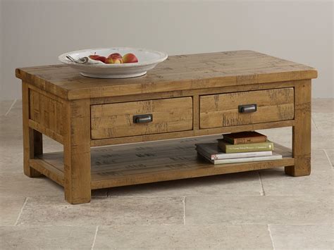 Ripley Rough Sawn Solid Oak 4 Drawer Storage Coffee Table