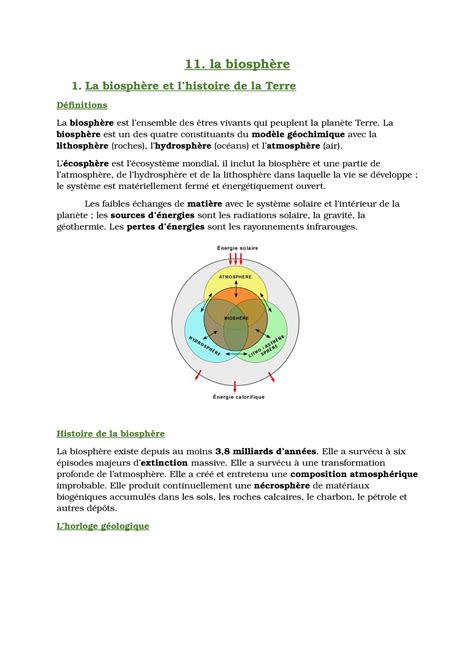 Biologie cours 11 gillet 11 la biosphère 1 La biosphère et l
