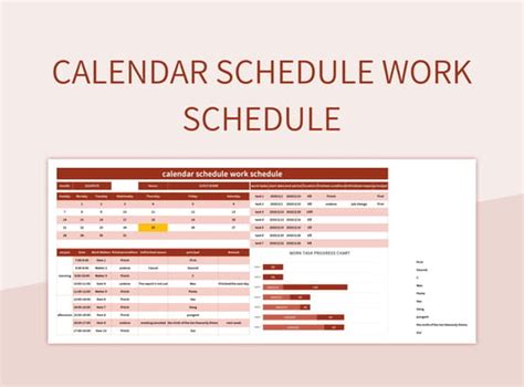 Calendar Schedule Work Schedule Excel Template And Google Sheets File ...