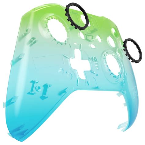 Extremerate Gradient Translucent Green Blue Front Housing Shell Case Replacement Kit For Xbox