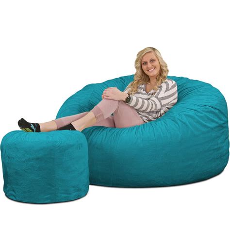 Bean Bag 5 Foot Bean Bag Chair Bundle With Footstool For Sale Ultimate Sack