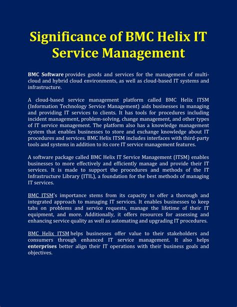 Ppt Significance Of Bmc Helix It Service Management Powerpoint Presentation Id 11862096