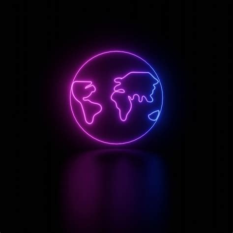 Premium Photo World Map Glowing Icon Or Logo Neon Glowing D