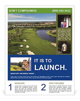 A Golf Course With Water And Palm Trees Flyer Template Design Id