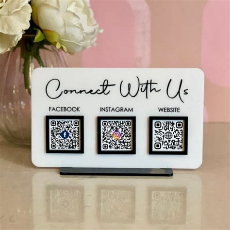 Connect With Us QR Code Sign Template Social Media Small Etsy