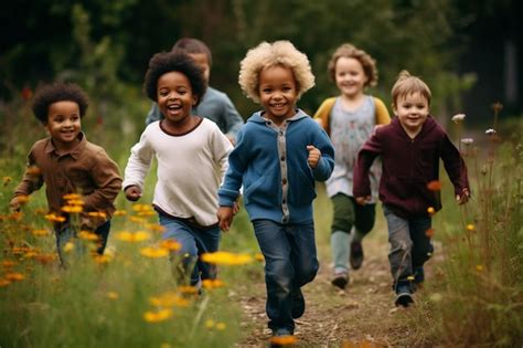 Premium Photo | Joyful Diverse Children Playing Outside