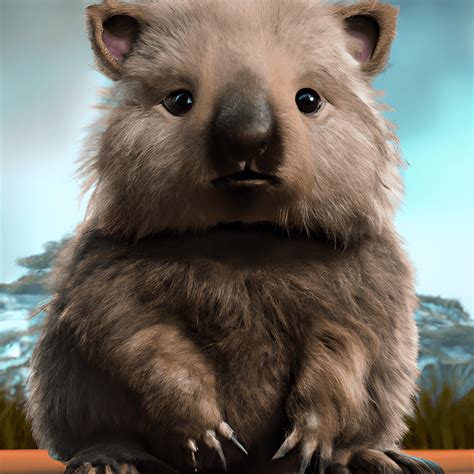 Cute Fluffy Happy Baby Wombat With Dreamy Eyes · Creative Fabrica