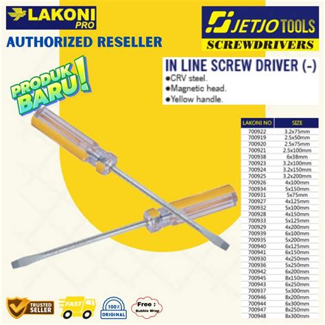 Jual Jetjo Tools Lakoni Pro Obeng Minus In Line Screwdriver