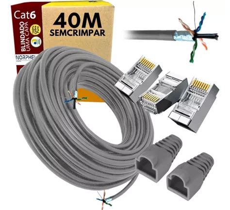 Cabo De Rede Cat6 Ftp Blindado Externo 100 Cobre 40 Metros